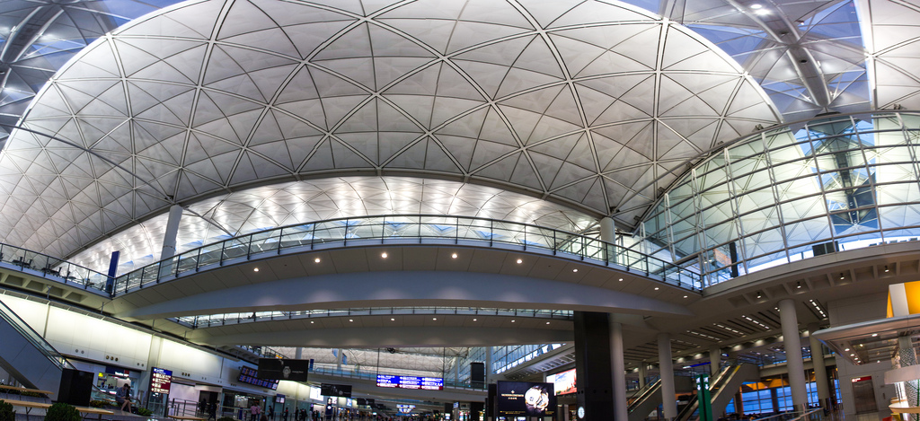 Image of “香港國際機場一號客運大樓 Terminal One, Hong Kong International Airport (HKG)” / 香港旅遊建築全景之形 Hong Kong Travel Architecture Panoramic Forms / SML.20130425.6D.02842-SML.20130425.6D.02850-Pano.Equirectangular.190x154