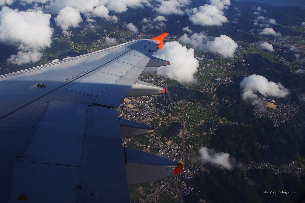 Image of the view from airplane cabin, Kansai, Japan
