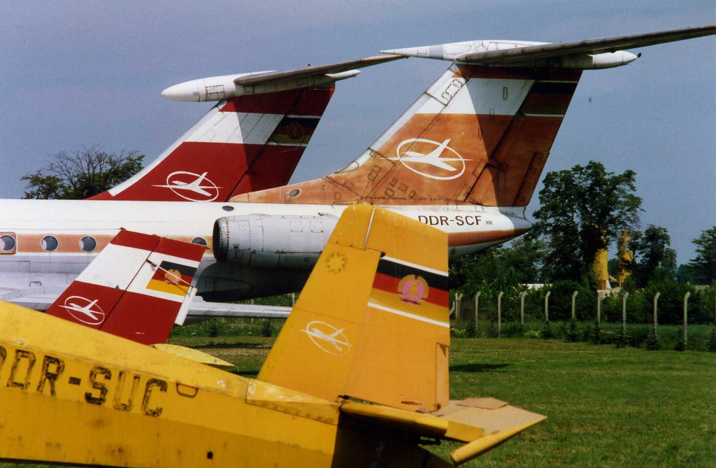 Image of Interflug museum, Leipzig - Halle airport, Tailfins.1993