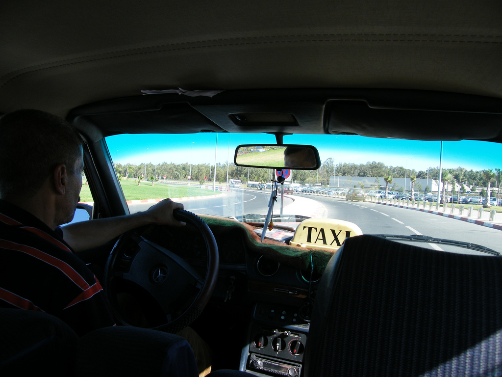 Image of Our taxi from the airport into the centre of Casablanca - Morocco - to the Le Royal Mansour Meridien, our hotel! 2008!