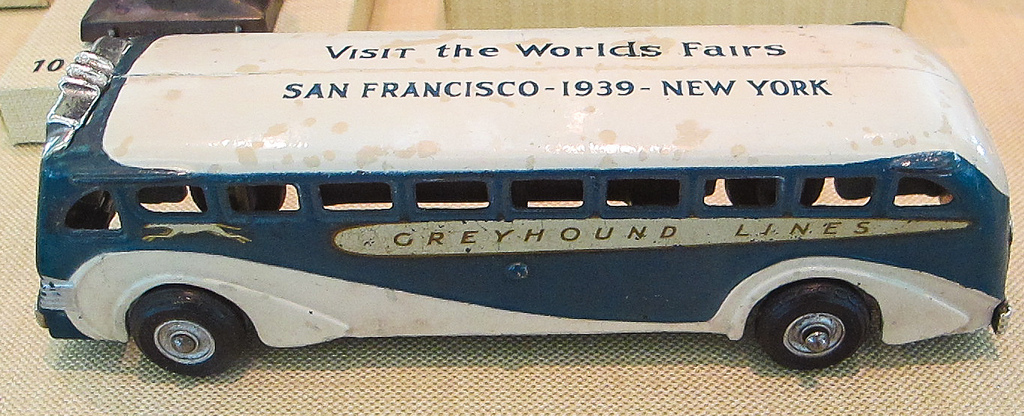 Image of 1939 Greyhound Bus Advertising World's Fair